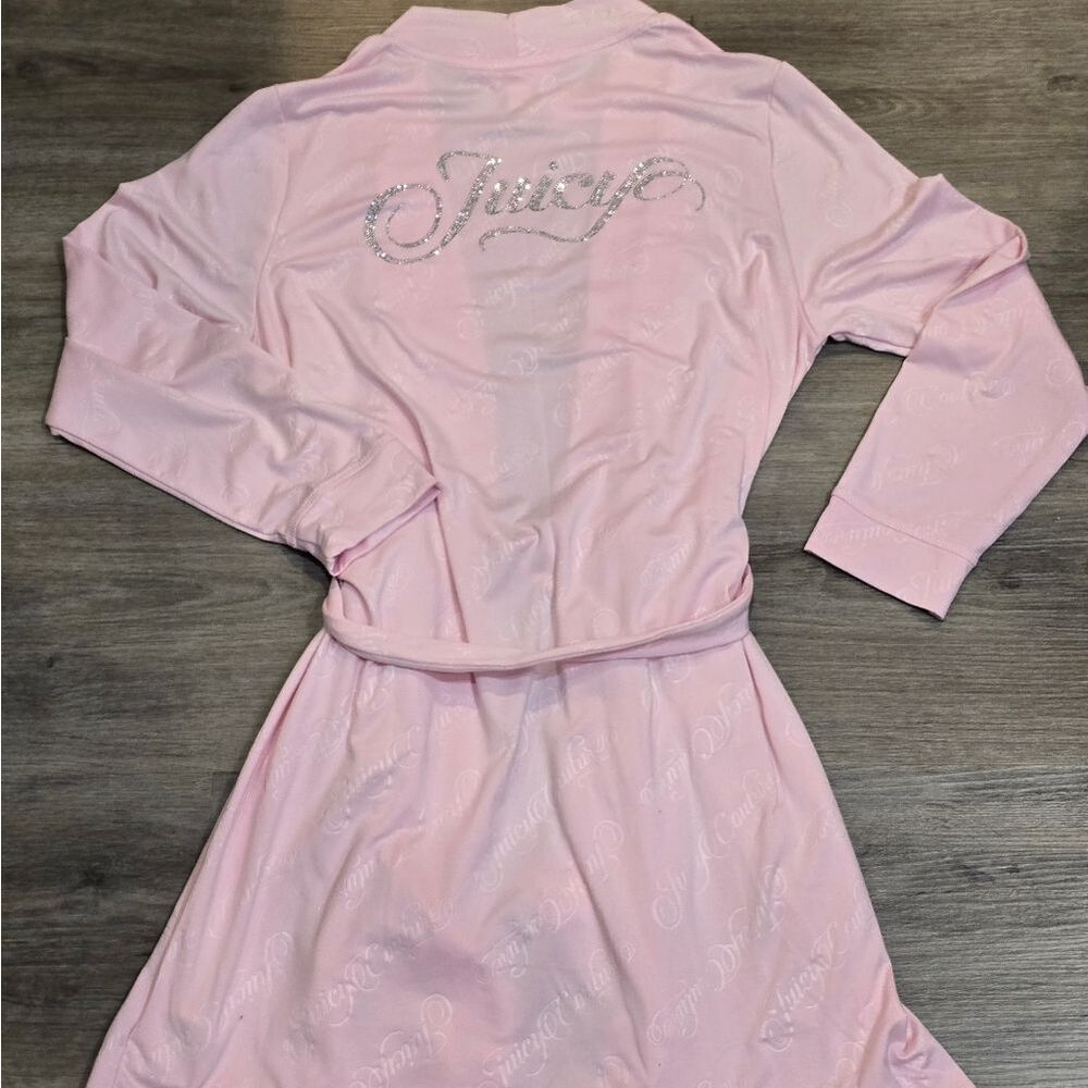 Juicy Couture Rhinestone Script Logo Embossed Robe - Picture 4 of 7